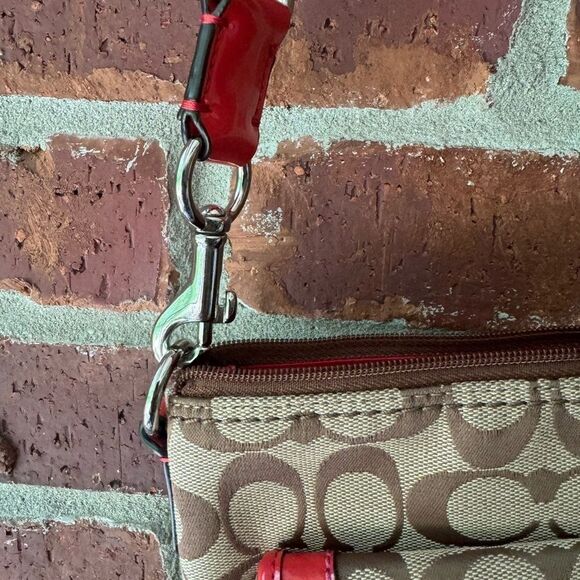 Coach tan monogram with orange trim crossbody - Picture 3 of 6